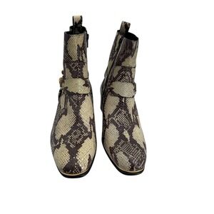 Versace Medusa Python Ankle Boots Gold Buckle Leather Size 40.5 Made‎ in Italy